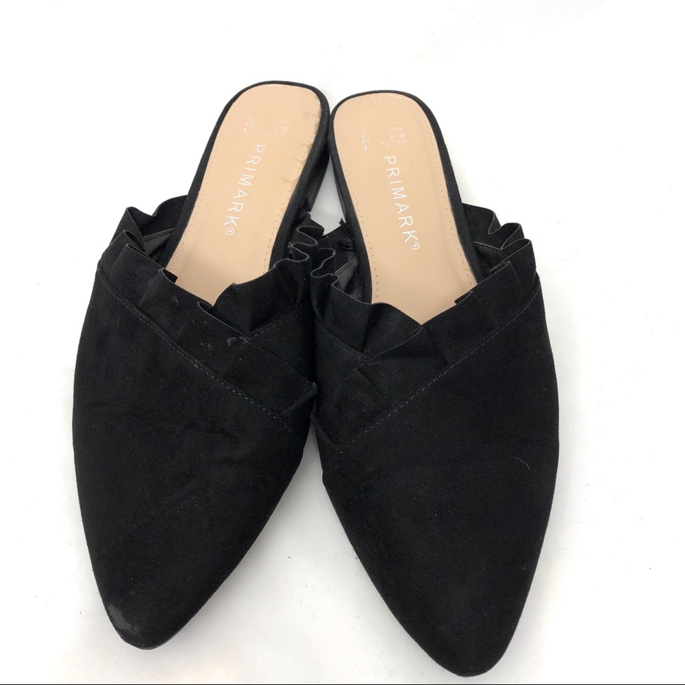 Primark black suede ruffle women’s flat size 7